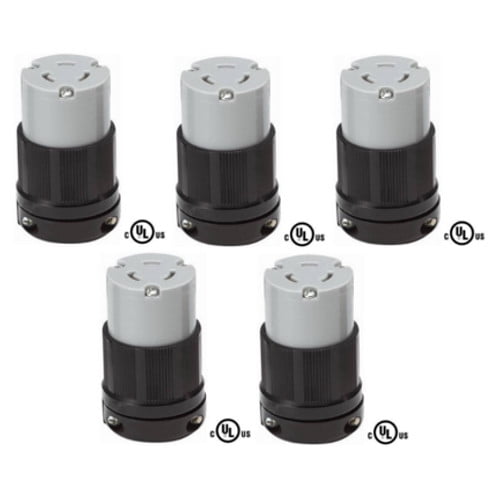 Pack of 4 L5-20P-4 cUL Listed 2 Pole 3 Wire OCSParts L5-20P Grounding Locking Plug Advanced Component Services Inc 20A 125V AC NEMA L5-20 